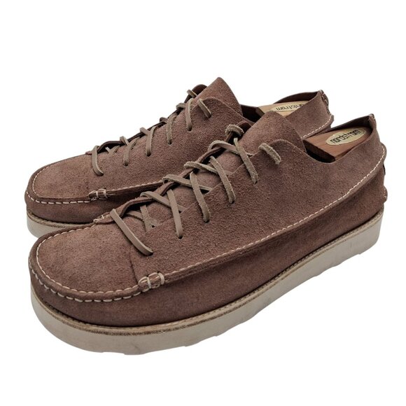 YOGI Shoes Mens Size 12 EU 46 Brown Suede Moc Toe Wedge Sole Lace Up 6658 - Picture 1 of 13